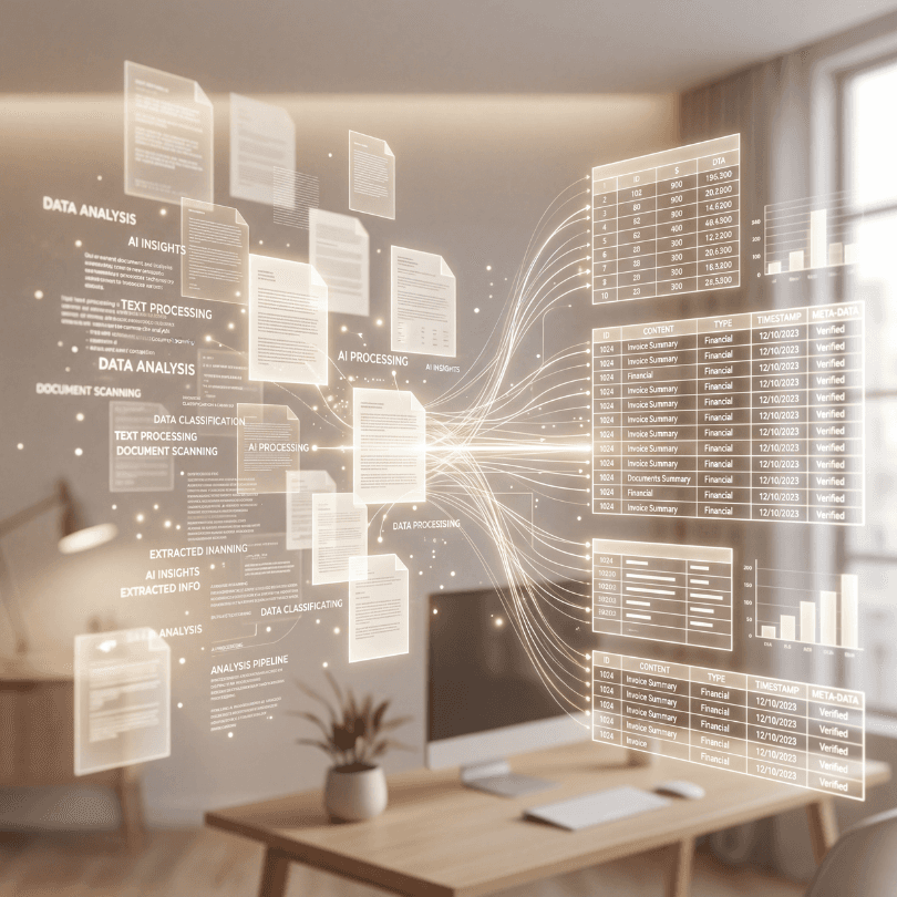 Document AI and intelligent document processing illustration for extraction workflows.