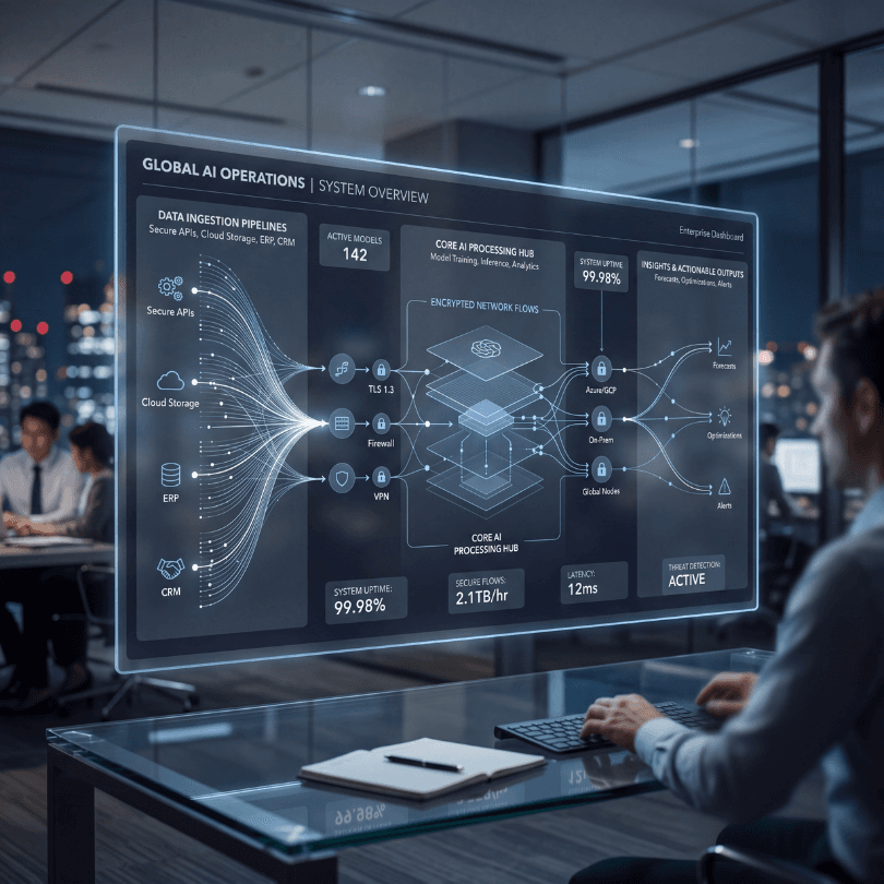 Enterprise AI illustration for internal machine learning governance and operations.