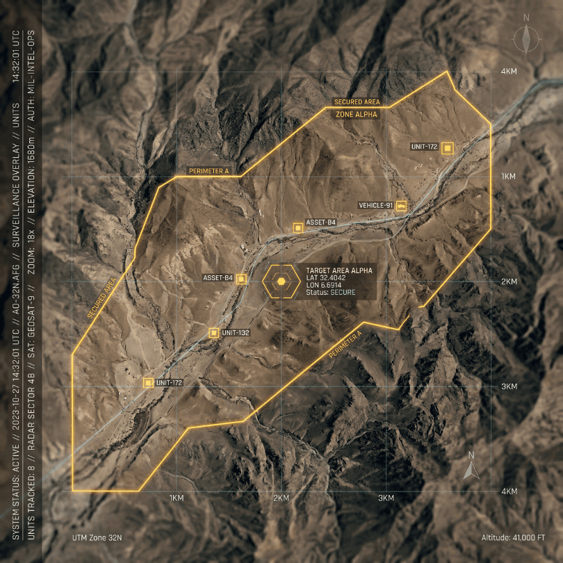 Public sector and defence illustration for geospatial and surveillance workflows.